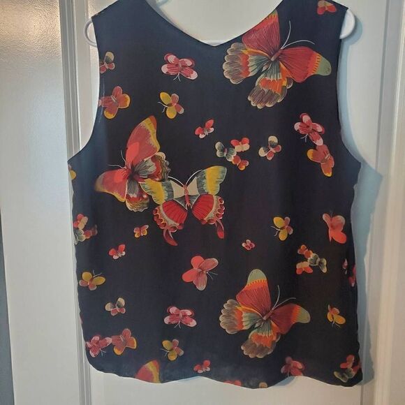 Morgan Cole Butterfly Silk Blouse Tank top  Medium - Picture 4 of 7